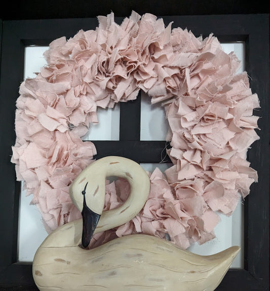 14" Homespun rag Wreath First Blush