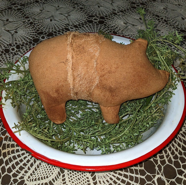 Handmade grungy Primitive pig decor